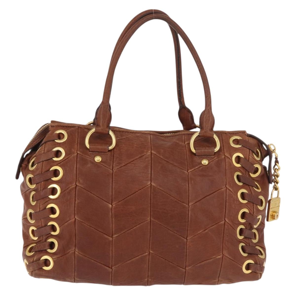 Miu Miu Brown Matelasse Leather Grommet Tote