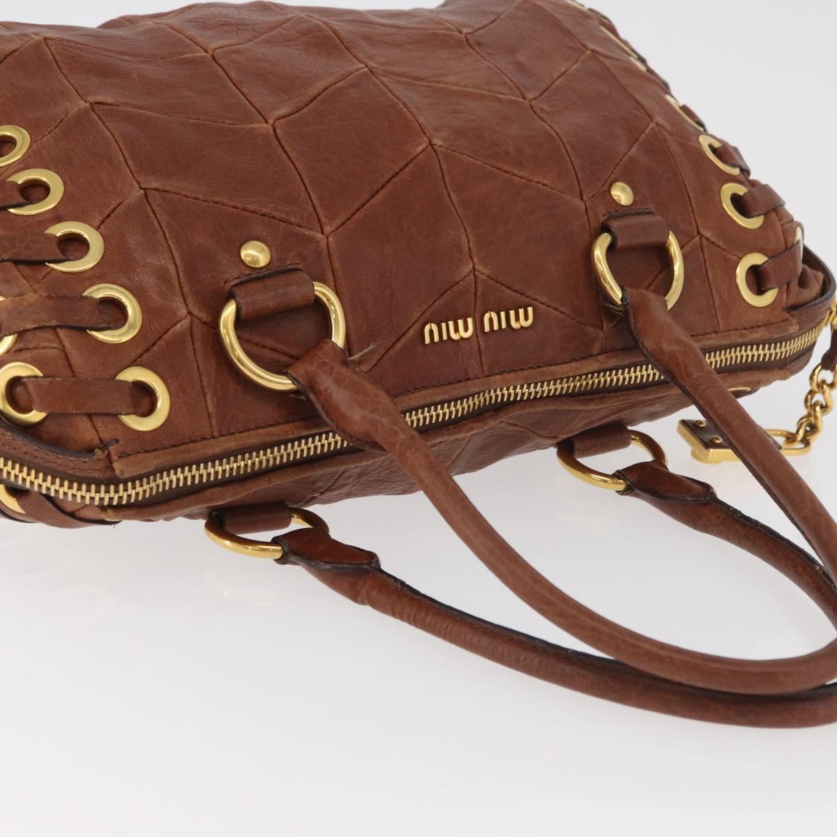 Miu Miu Brown Matelasse Leather Grommet Tote
