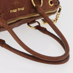 Miu Miu Brown Matelasse Leather Grommet Tote