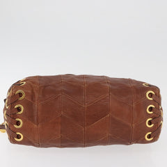 Miu Miu Brown Matelasse Leather Grommet Tote