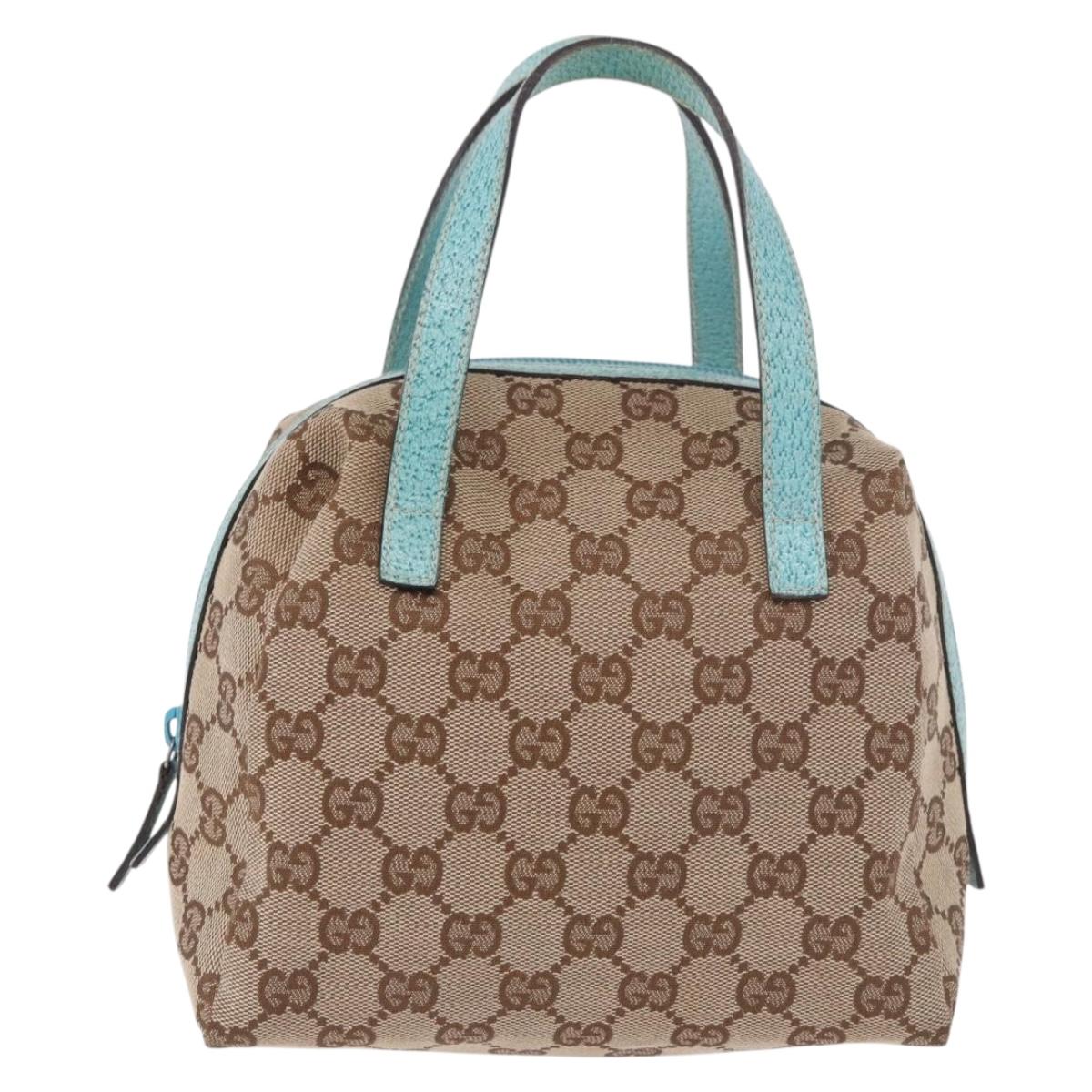 Gucci GG Monogram & Teal Canvas Top Handle Bag