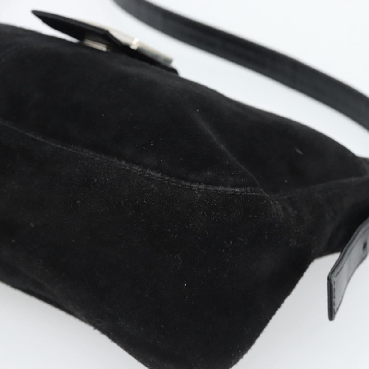 Fendi Mamma Baguette Shoulder Bag Suede Black