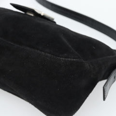 Fendi Mamma Baguette Shoulder Bag Suede Black