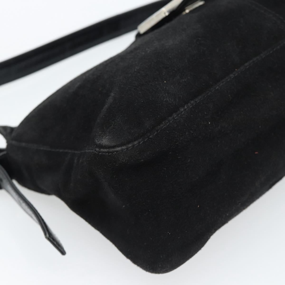 Fendi Mamma Baguette Shoulder Bag Suede Black