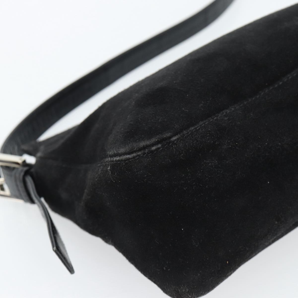 Fendi Mamma Baguette Shoulder Bag Suede Black