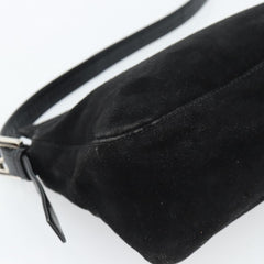 Fendi Mamma Baguette Shoulder Bag Suede Black