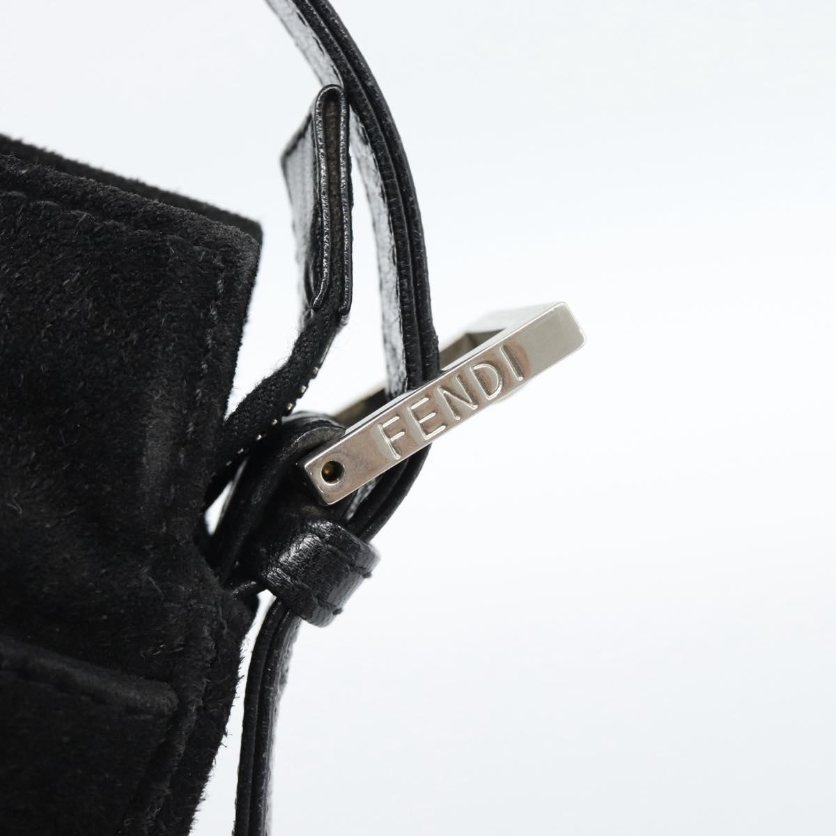 Fendi Mamma Baguette Shoulder Bag Suede Black