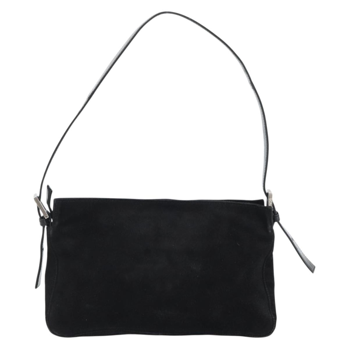 Fendi Mamma Baguette Shoulder Bag Suede Black