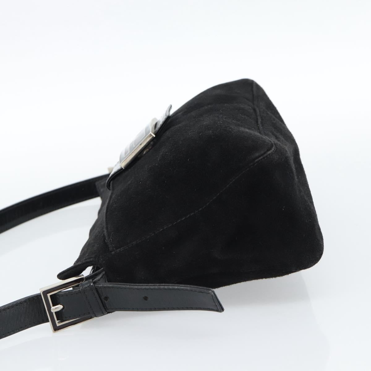 Fendi Mamma Baguette Shoulder Bag Suede Black