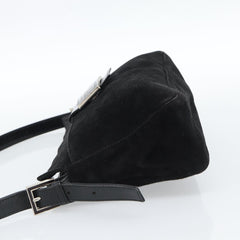 Fendi Mamma Baguette Shoulder Bag Suede Black