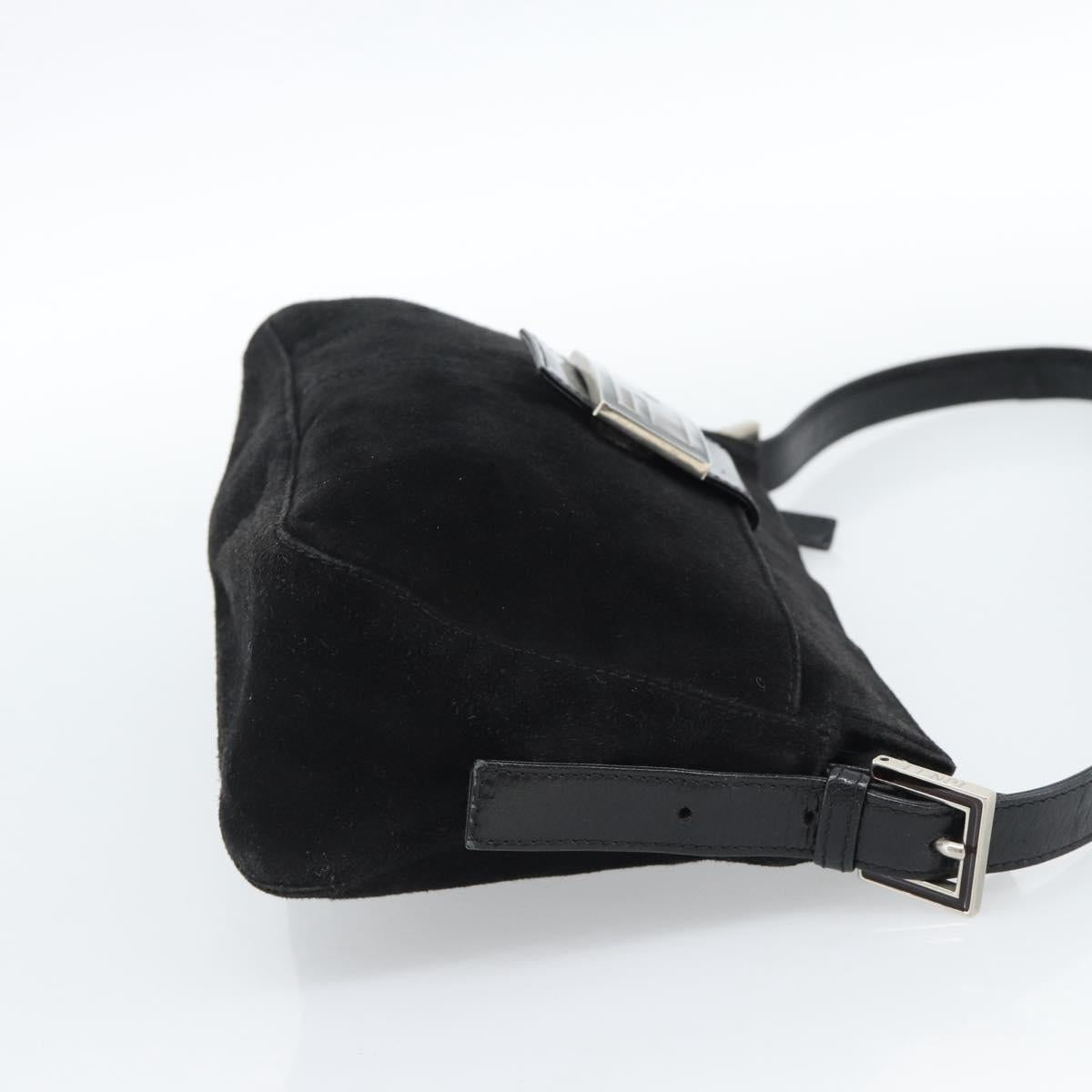 Fendi Mamma Baguette Shoulder Bag Suede Black