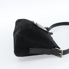 Fendi Mamma Baguette Shoulder Bag Suede Black