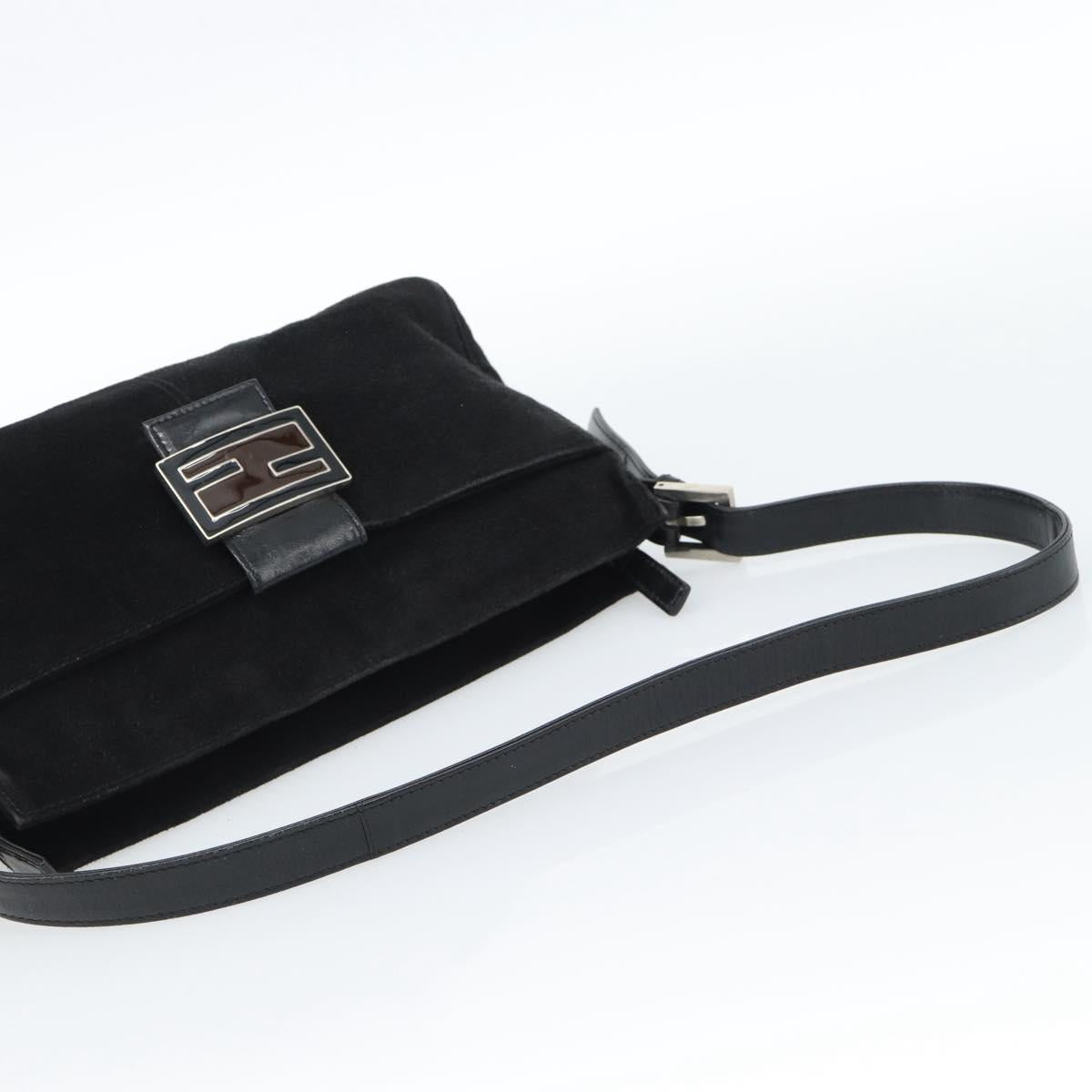 Fendi Mamma Baguette Shoulder Bag Suede Black