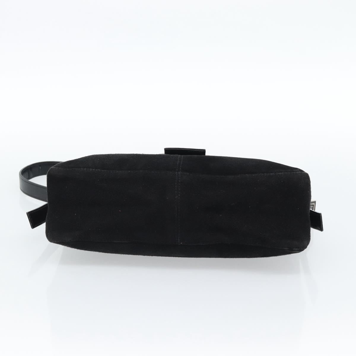 Fendi Mamma Baguette Shoulder Bag Suede Black