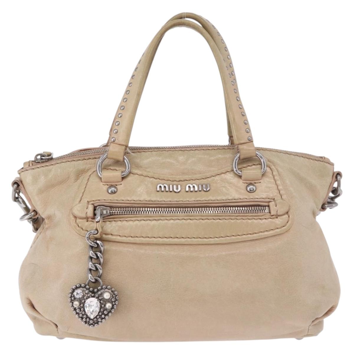 Miu Miu Beige Leather Two Way Bag