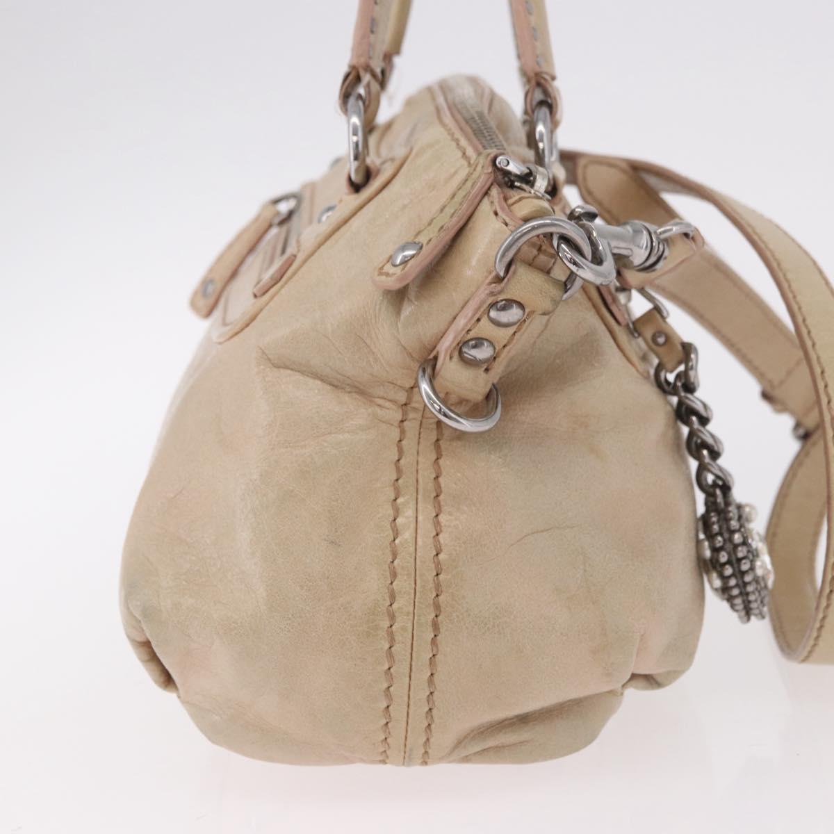 Miu Miu Beige Leather Two Way Bag