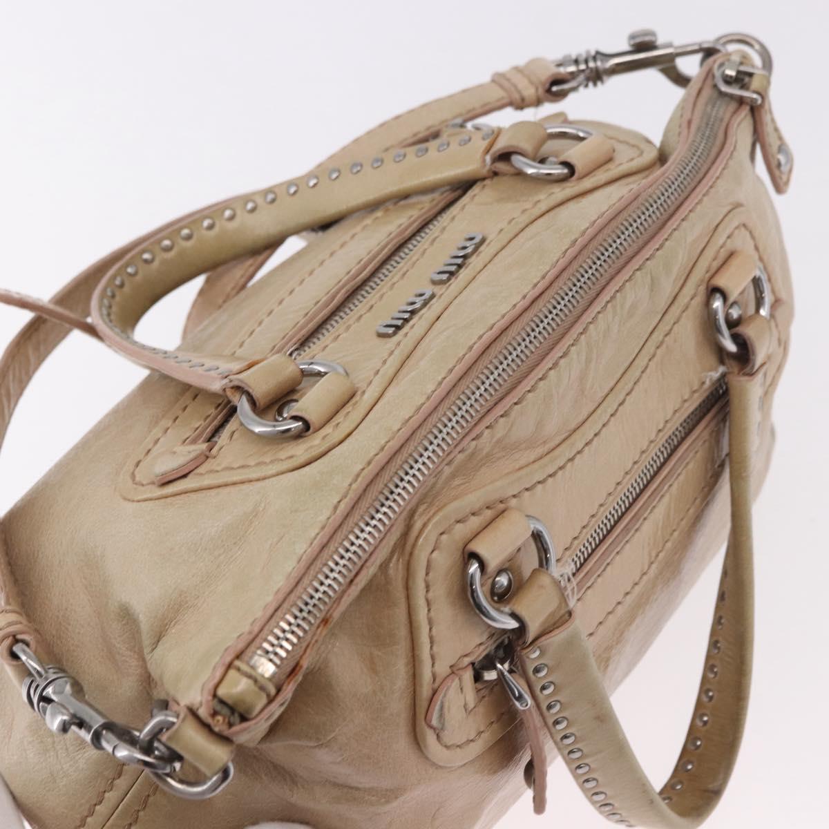 Miu Miu Beige Leather Two Way Bag