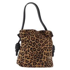 LOEWE Flamenco Shoulder Bag Harako Leather Brown Gold Auth 185017A (Copy)