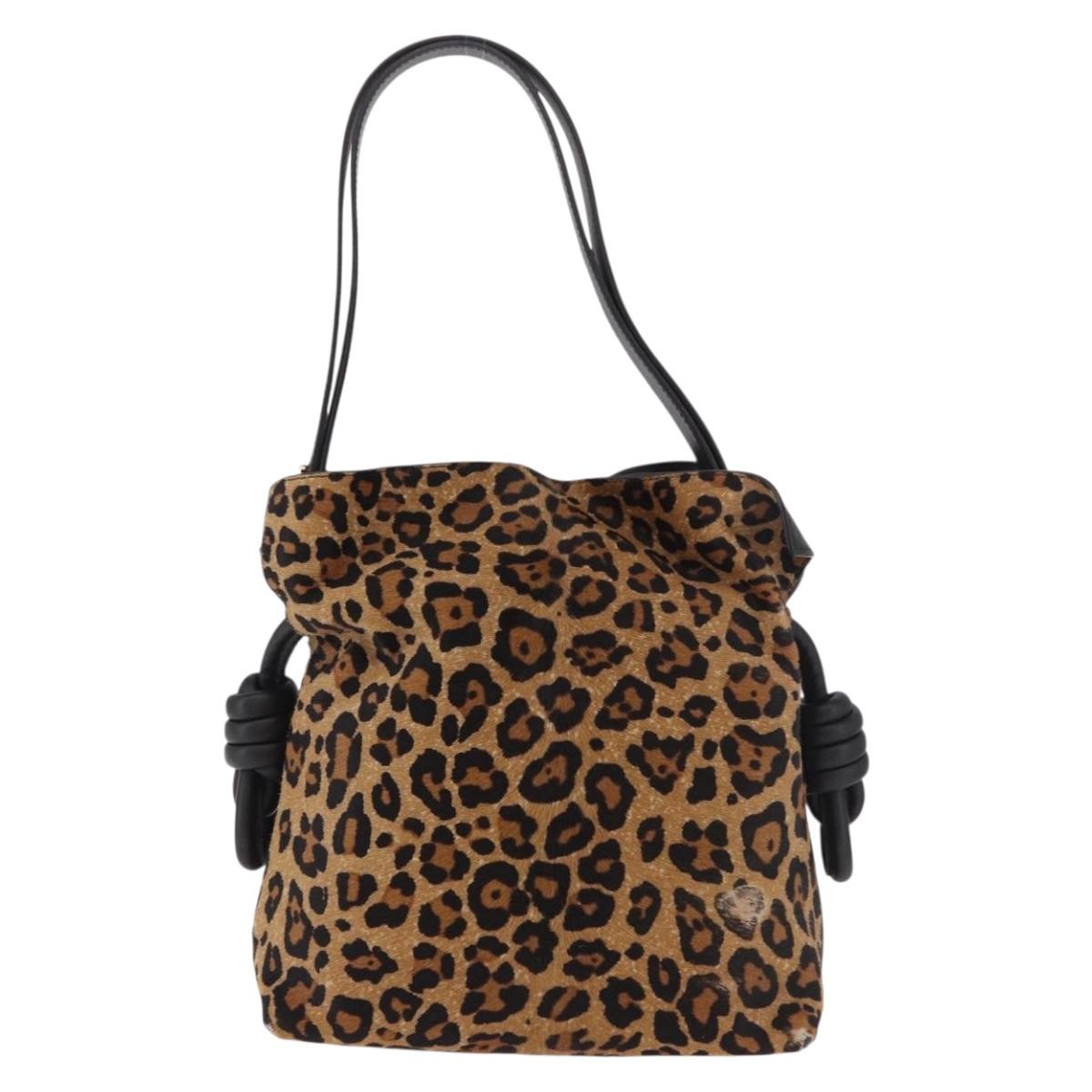 LOEWE Flamenco Shoulder Bag Harako Leather Brown Gold Auth 185017A (Copy)