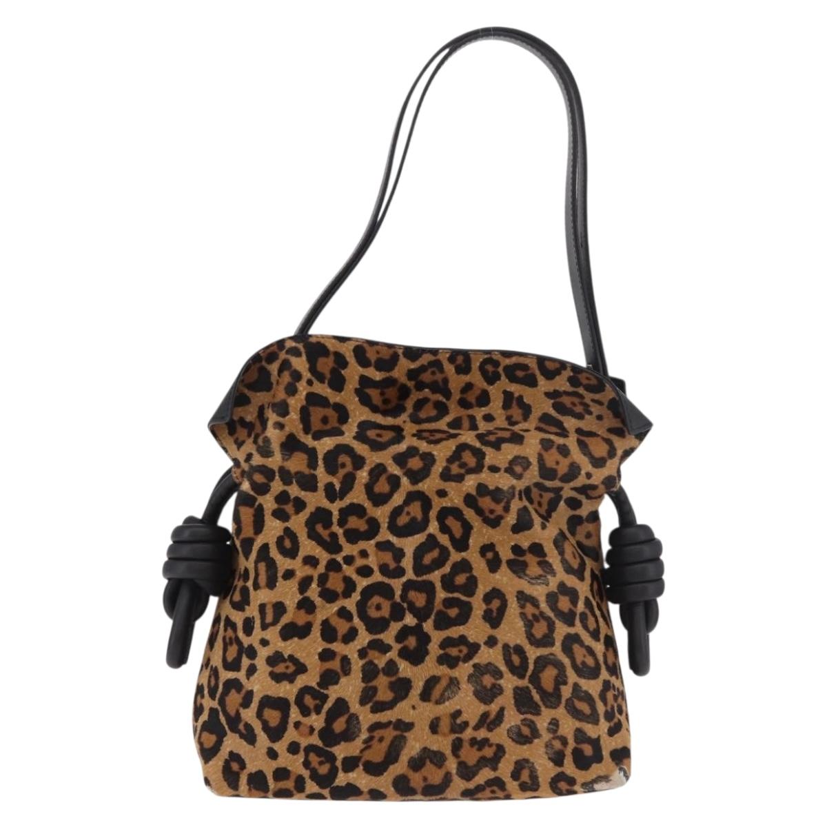 LOEWE Flamenco Shoulder Bag Harako Leather Brown Gold Auth 185017A (Copy)