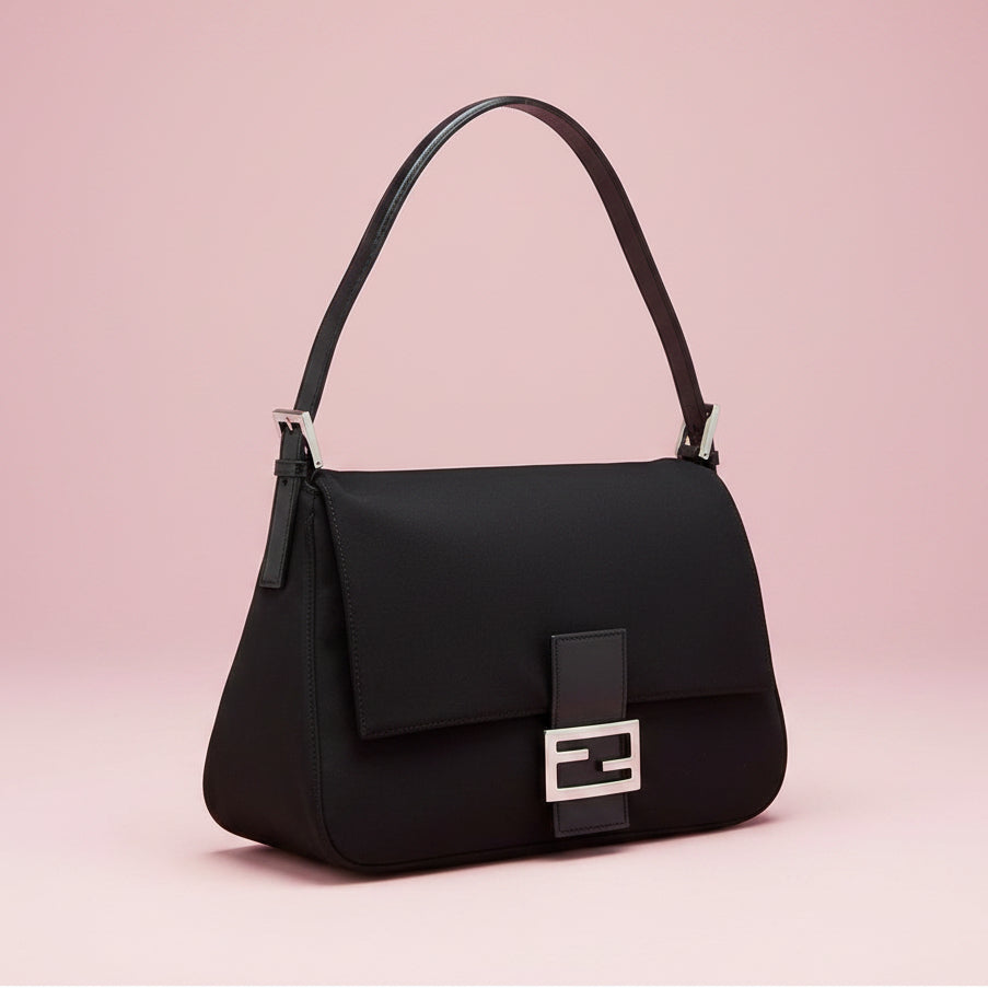 Fendi Black Neoprene Mamma Baguette