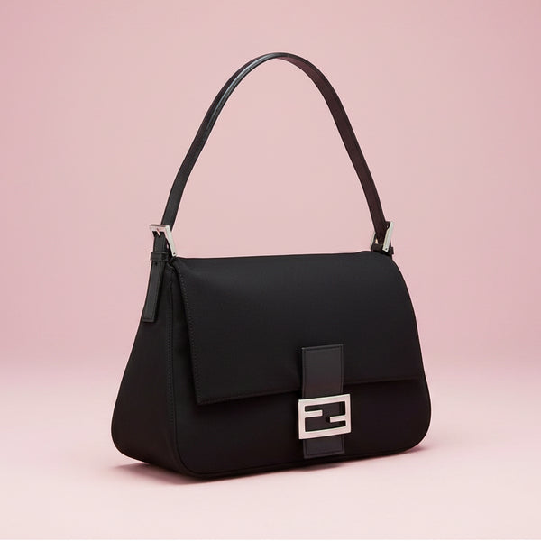 Fendi Black Neoprene Mamma Baguette