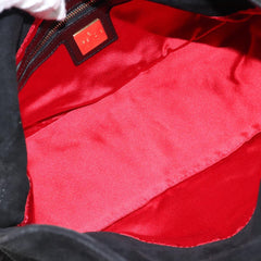 Fendi Black Suede Baguette Shoulder Bag with Red FF Hardware