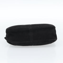 Fendi Black Suede Baguette Shoulder Bag with Red FF Hardware