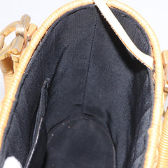 Salvatore Ferragamo Gancini Basket Bag Hand Bag Rattan Brown Gold Auth 185663V