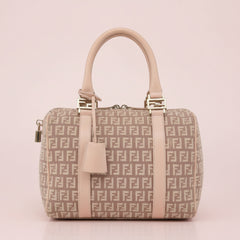 Fendi Pink Zucchino Canvas Forever Bauletto Mini Boston Bag