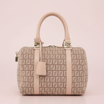 Fendi Pink Zucchino Canvas Forever Bauletto Mini Boston Bag