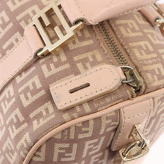 Fendi Pink Zucchino Canvas Forever Bauletto Mini Boston Bag