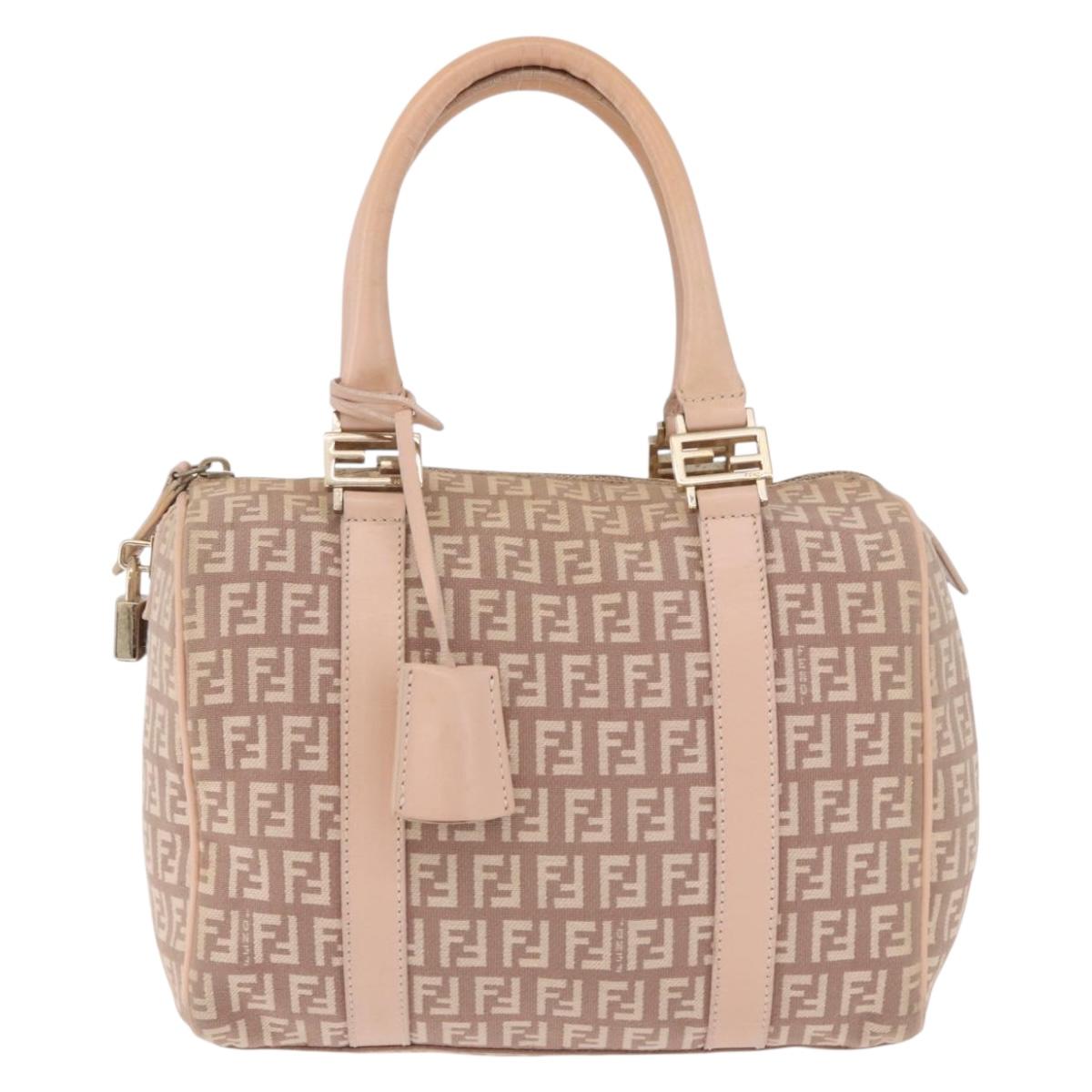 Fendi Pink Zucchino Canvas Forever Bauletto Mini Boston Bag