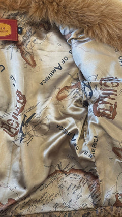 Golden brown fox fur jacket - lining