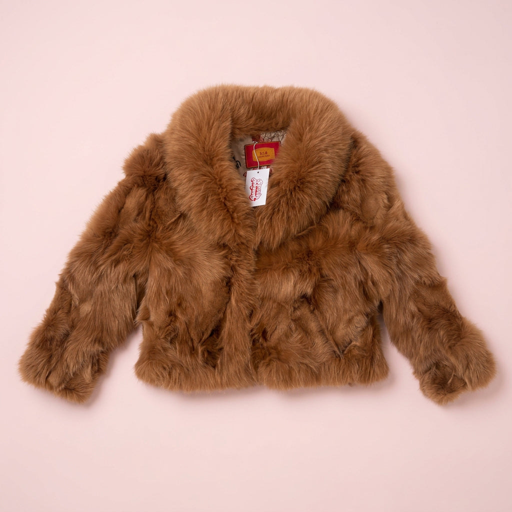 Golden brown fox fur jacket - front