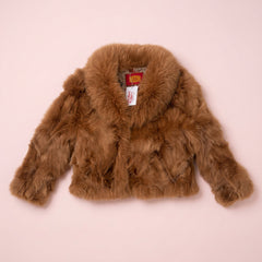 Golden brown fox fur jacket - front