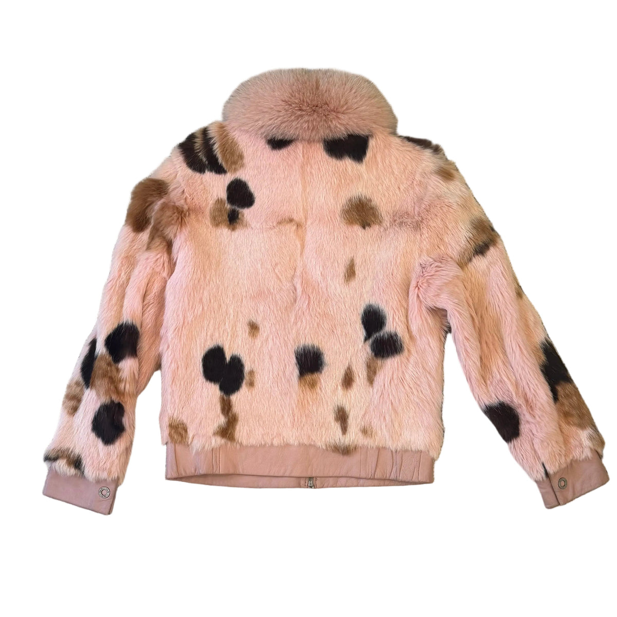 Pink spotted fur jacket - front