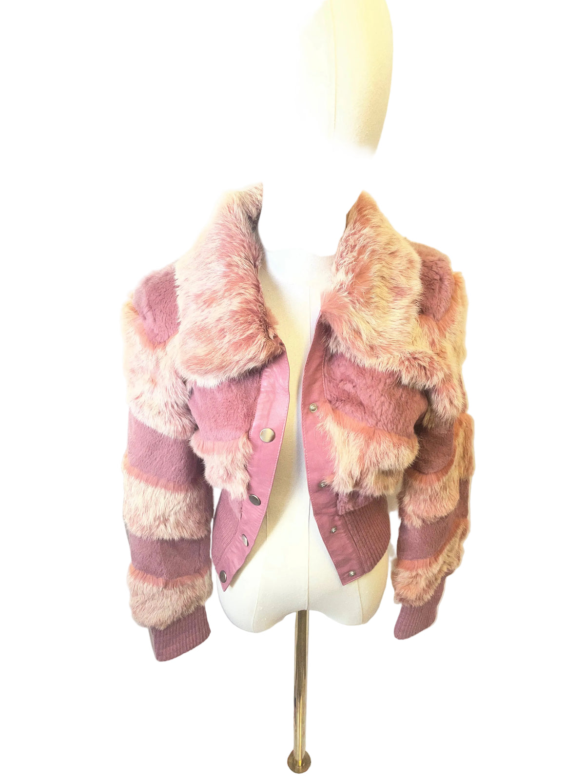 Pink fur jacket - front