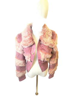 Pink fur jacket - front