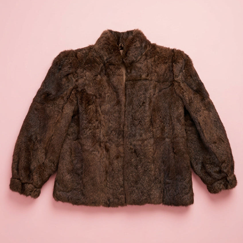 Brown fur jacket - front