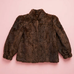 Brown fur jacket - front