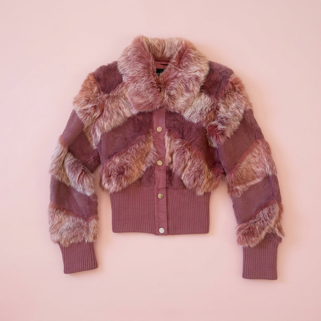 Pink fur jacket - front