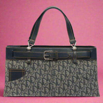 Christian Dior Trotter Canvas Hand Bag Navy
