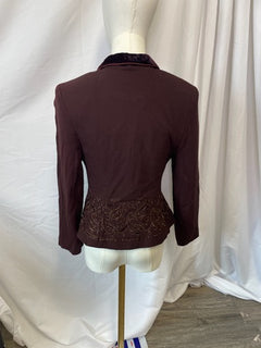 Vintage Caché Burgundy Embroidered Blazer