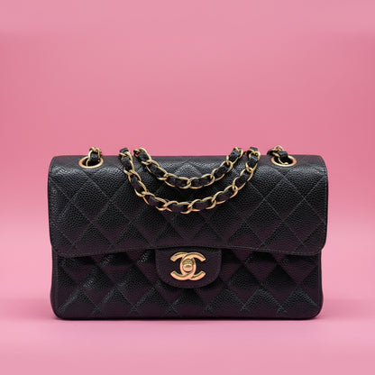 Chanel Double Flap Chain Black Caviar Leather