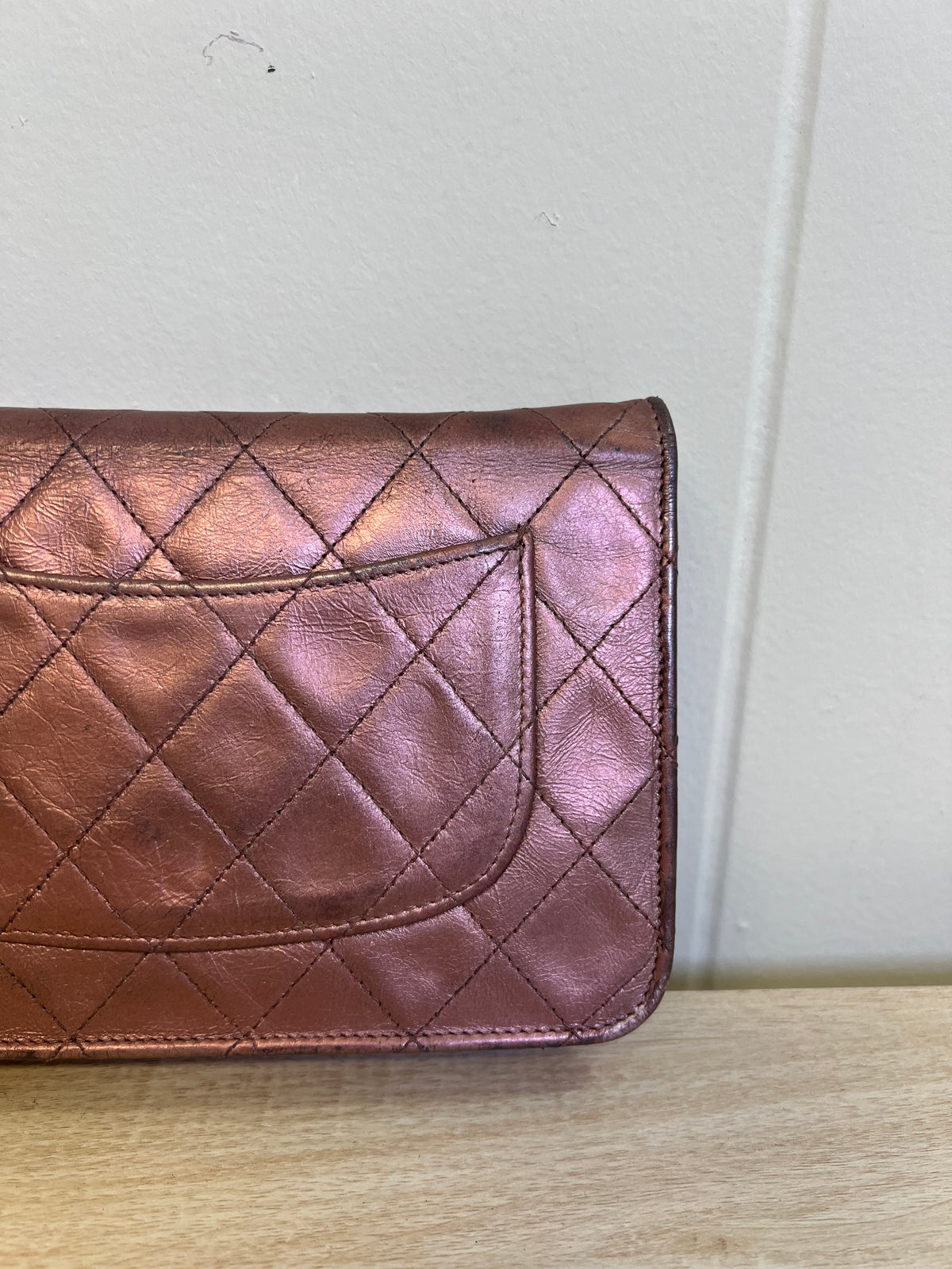 CHANEL Matelasse 2.25 Chain Wallet Shoulder Bag Leather Pink