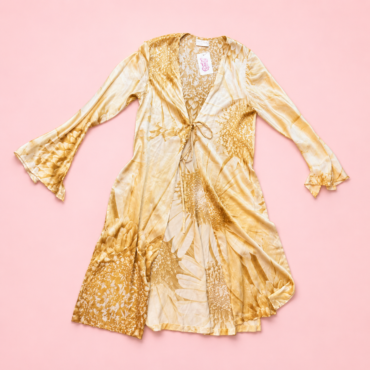 Roberto Cavalli Casa 100% Silk Chrysanthemum Print 2-Piece Convertible Set