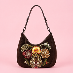 Valentino Garavani Embroidered Suede Shoulder Bag