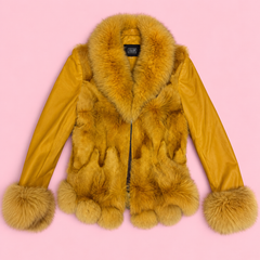 Golden Honey Genuine Fox Fur & Leather Jacket
