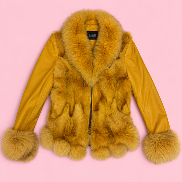 Golden Honey Genuine Fox Fur & Leather Jacket
